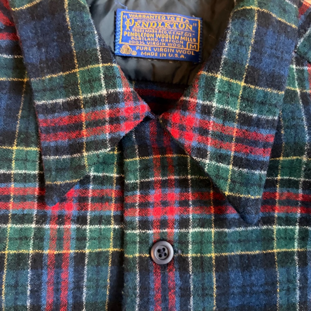 Vintage 70s/80s Pendleton Wool Field Shirt Men's M - Black Watch Tartan Plaid - Picture 3 of 9